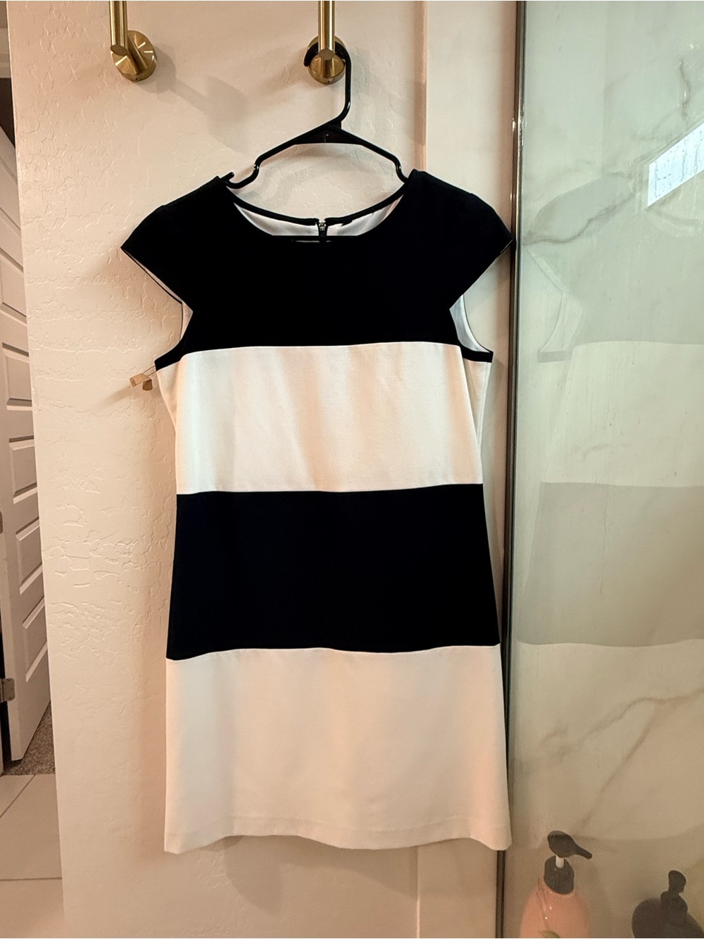 Black & White Colorblock Shift Dress